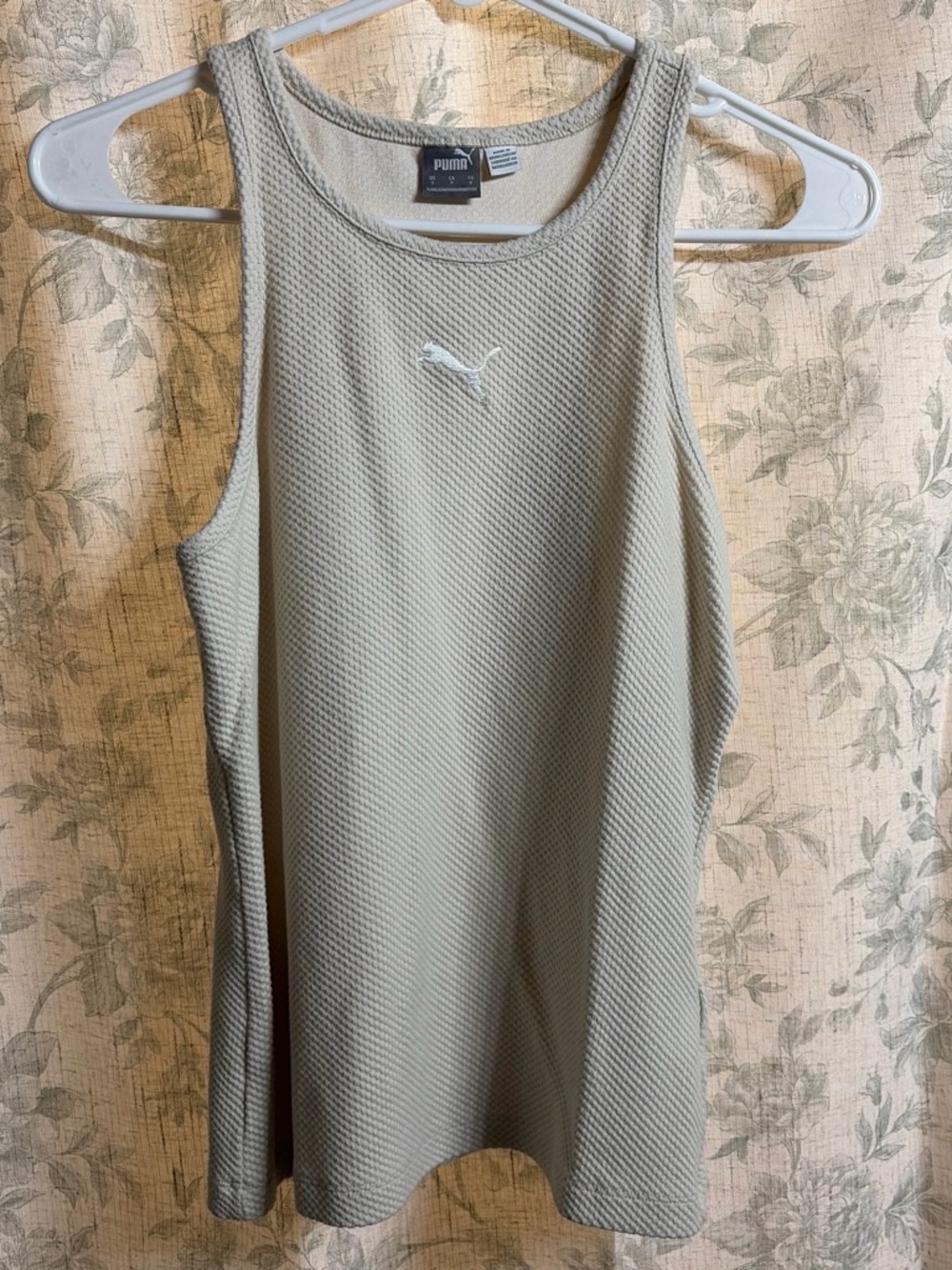 Puma Women's Light Taupe Mesh-Look Tank Top